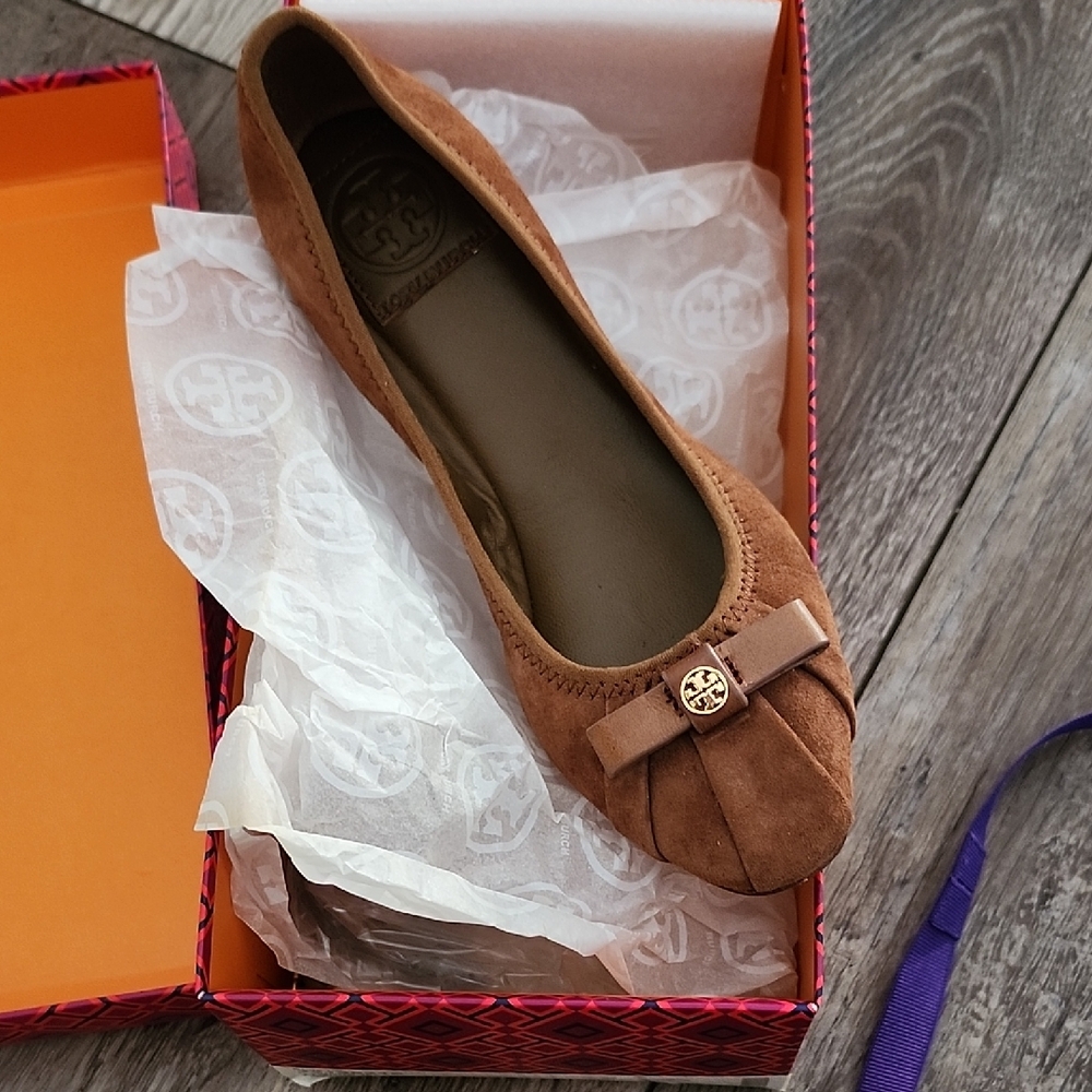 Tory Burch Tan Suede Ballet Flats